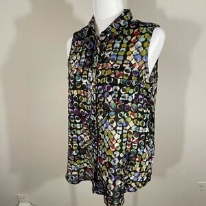 Liz Claiborne sz md p top button down abstract